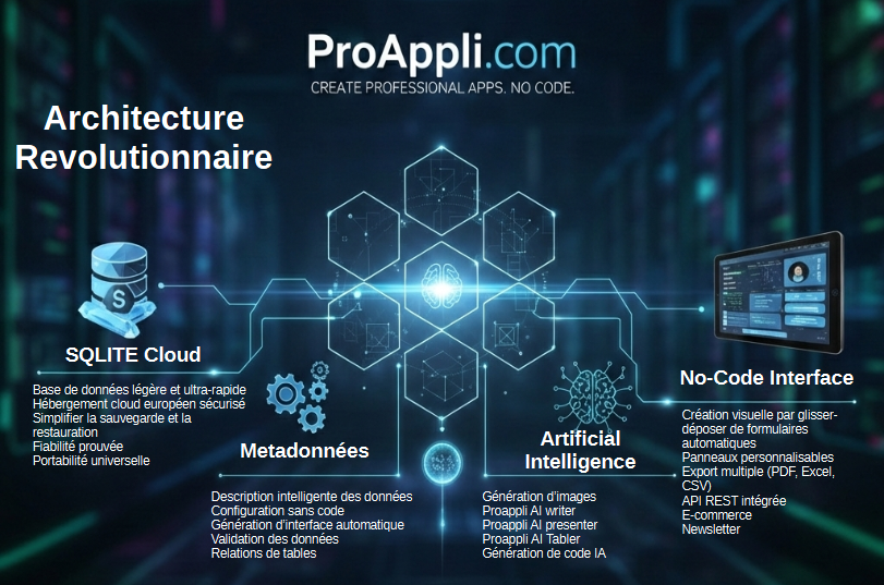 Architecture du serveur d'application no-code ProAppli.com